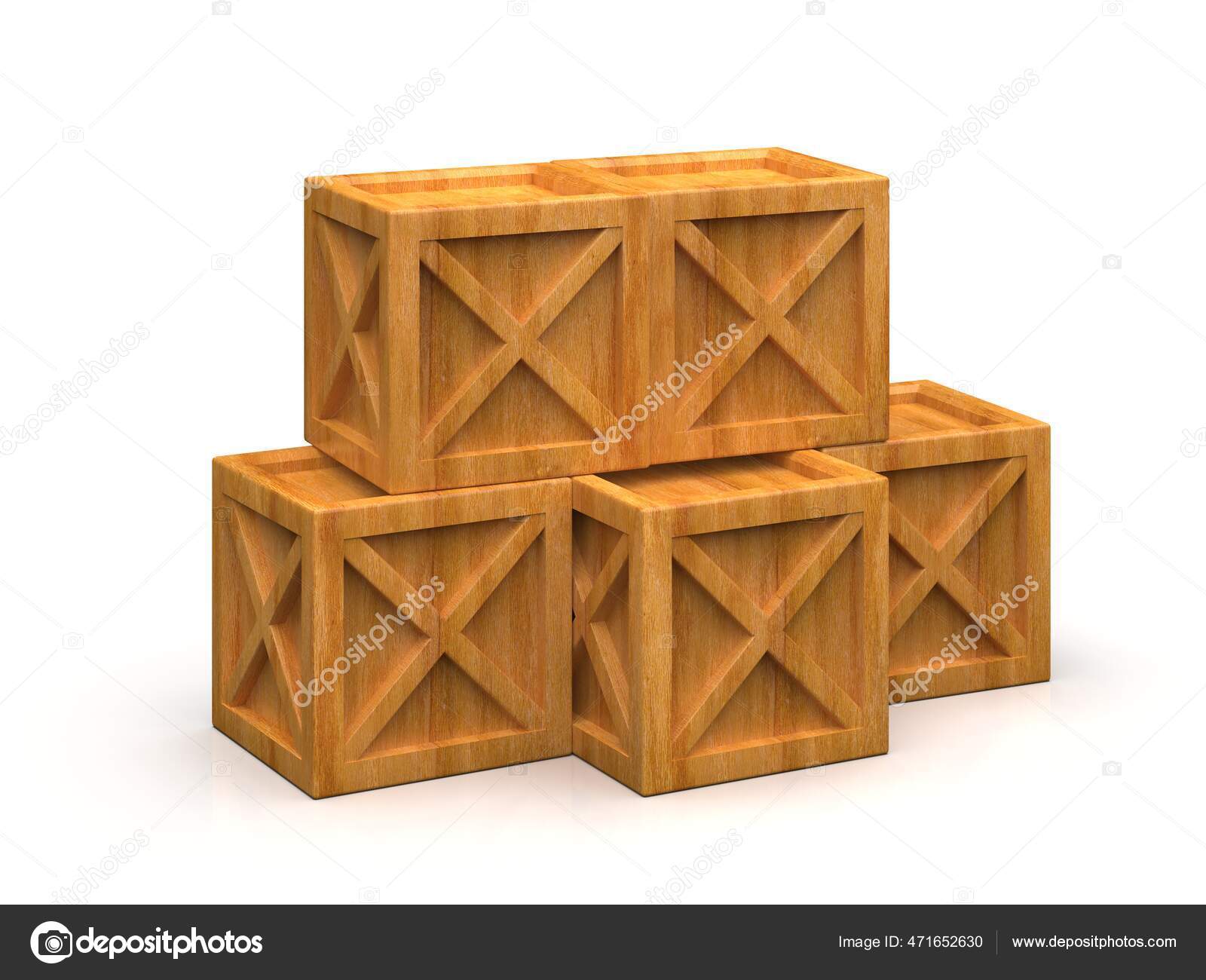 Pile Stacked Sealed Goods Wooden Boxes Pallet Cargo Cases Industrial Stock  Photo by ©Supertrooper 471652630